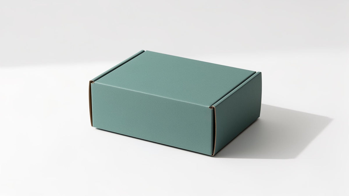 Green cardboard box on a white background