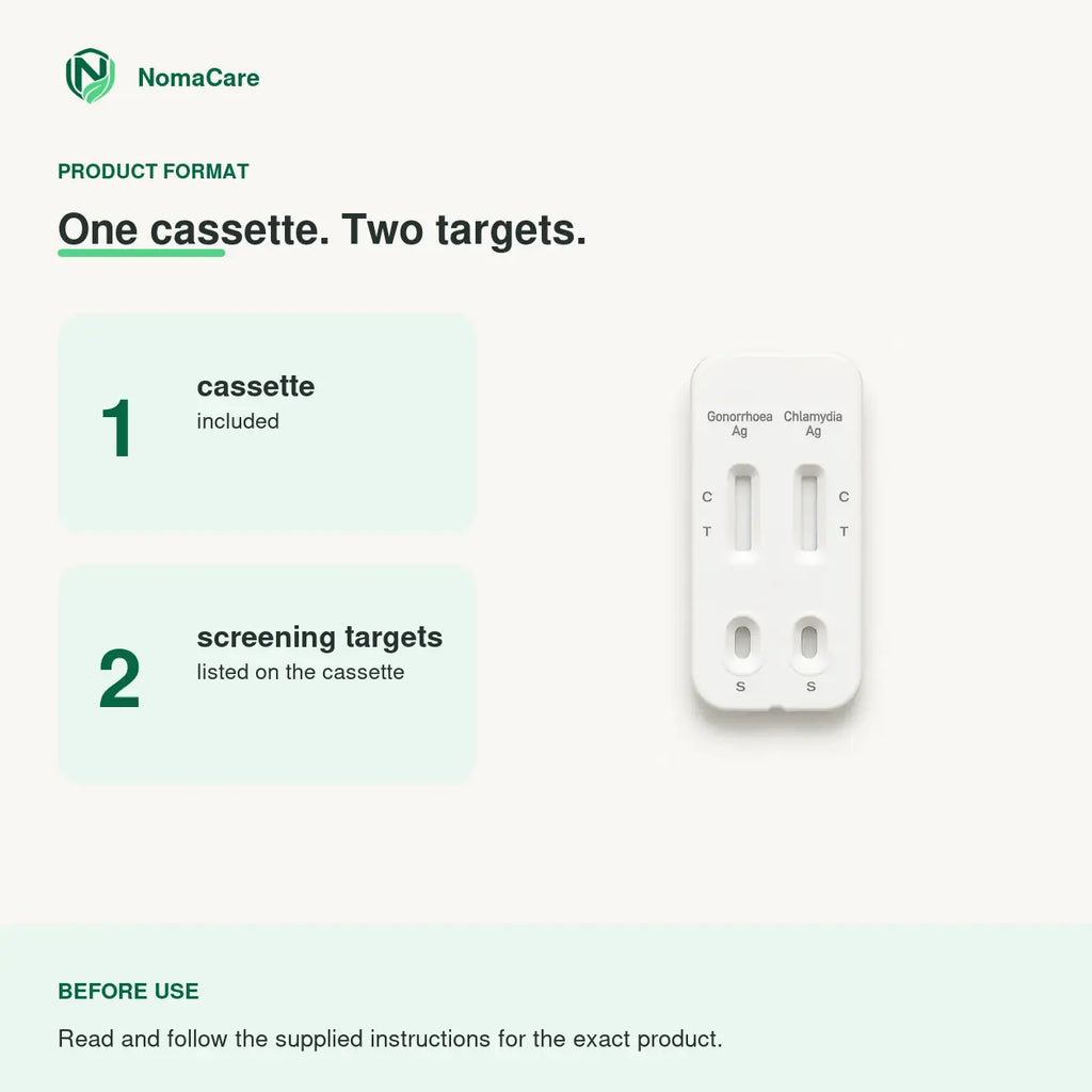 NomaCare 2-in-1 product format: one cassette with two screening targets