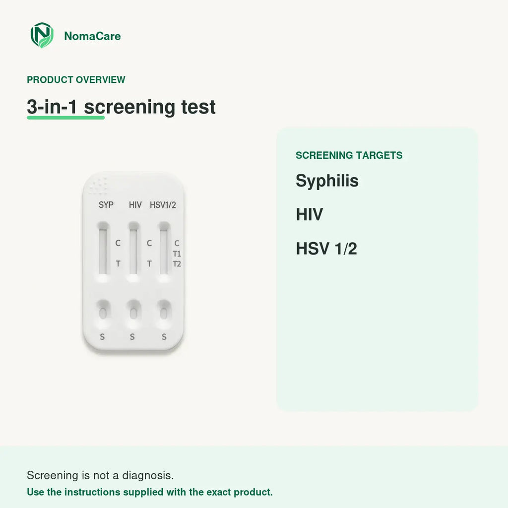 NomaCare 3-in-1 screening targets: Syphilis, HIV and HSV 1/2