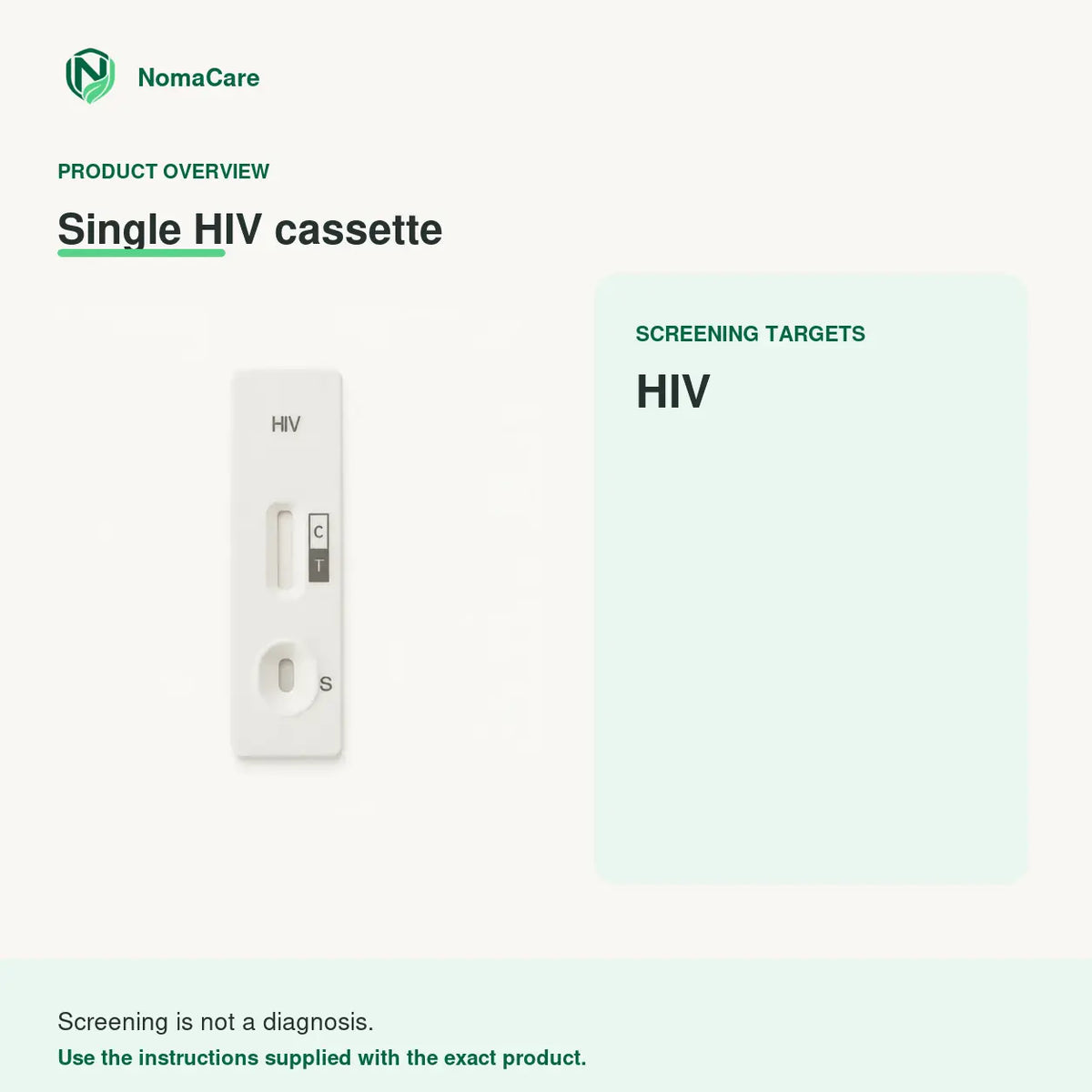 NomaCare single-cassette HIV screening target